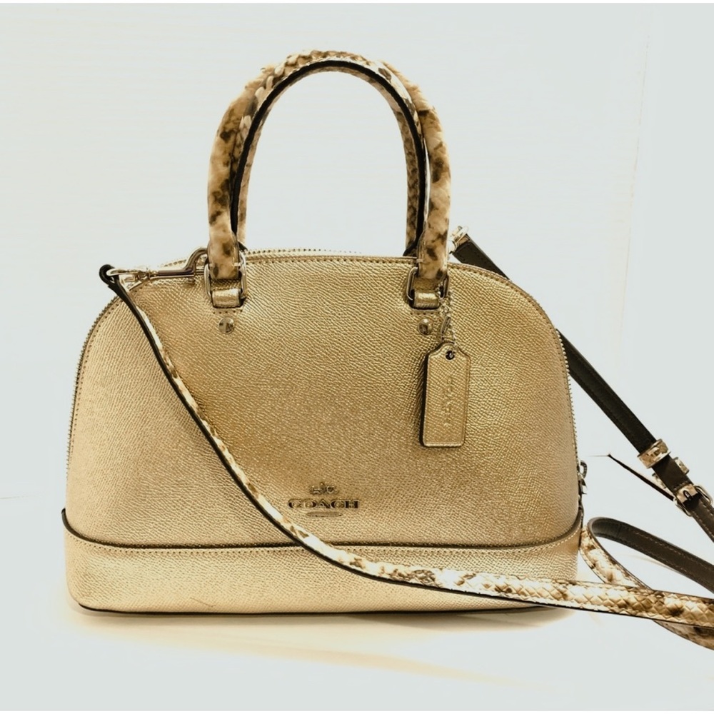 Coach Mini Sierra Satchel Platinum Snake Accents
